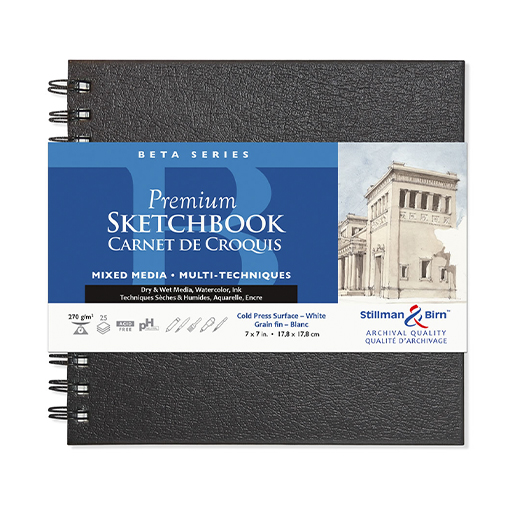 STILLMAN & BIRN BETA SERIES PREMIUM SPIRAL SKETCHBOOK - HARDCOVER WHITE MIXED MEDIA PAPER 270 G