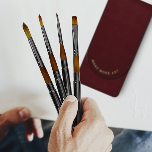ETCHR TRAVEL BRUSH SET - ESTUCHE + 4 PINCELES SINTÉTICOS DE VIAJE - EDICIÓN LIMITADA ROJA