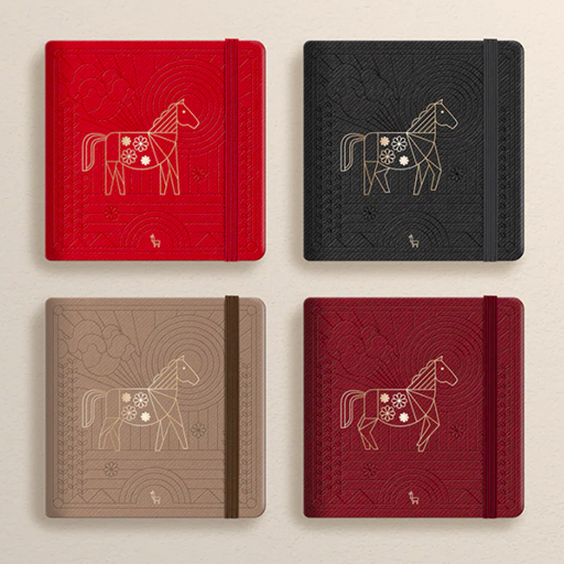 ETCHR FIRE HORSE SET - 4 ACCORDION SKETCHBOOKS 220-230 G 100% COTTON - LIMITED EDITION