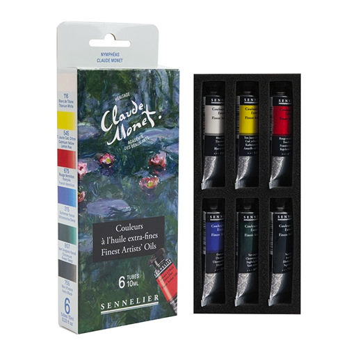 SENNELIER CLAUDE MONET EXTRA FINE OIL PAINT BOX SET 6 X 10 ML TUBES