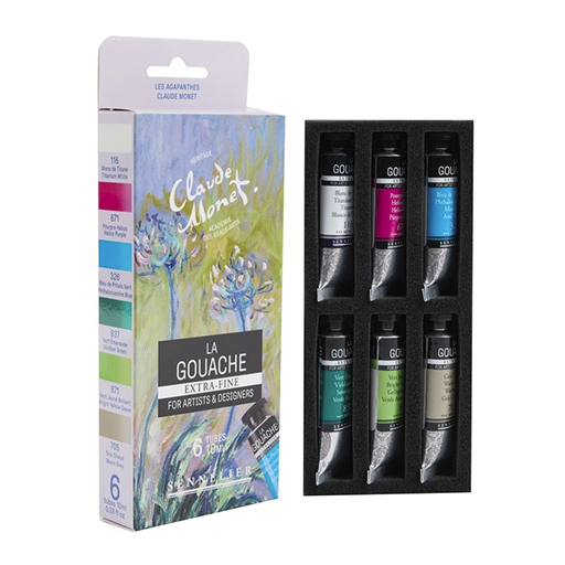 SENNELIER CLAUDE MONET EXTRAFEINE GOUACHE-SET 6 TUBEN 10 ML
