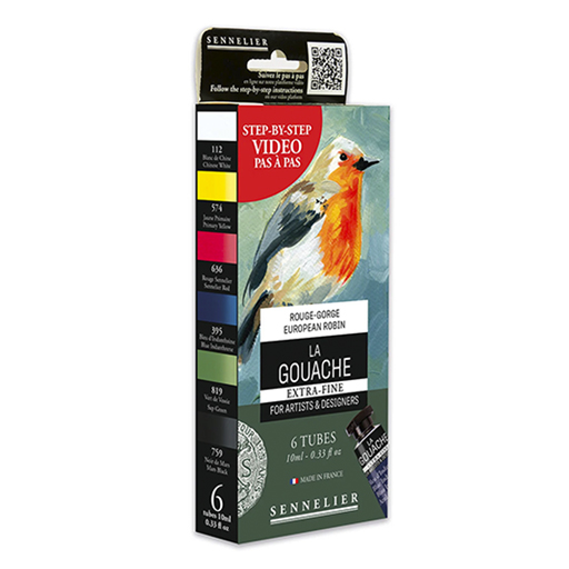 SENNELIER GOUACHE EXTRA-FINE SET ROUGE-GORGE 6 TUBES 10 ML