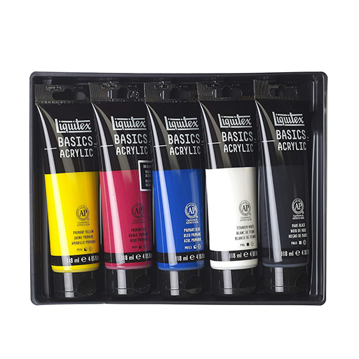 LIQUITEX BASICS ACRYLIC SET BASISFARBEN 5 X 118 ML TUBEN