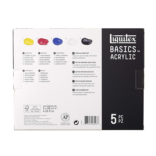 LIQUITEX BASICS ACRYLIC SET BASISFARBEN 5 X 118 ML TUBEN