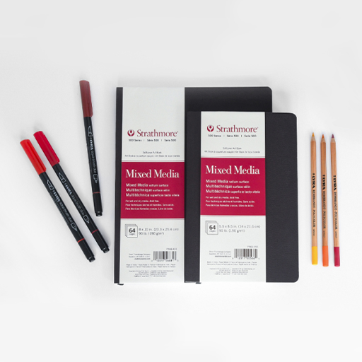 STRATHMORE MIXED MEDIA ART BOOK SÉRIE 500 CARNET COUVERTURE SOUPLE MULTI-TECHNIQUES 190 G