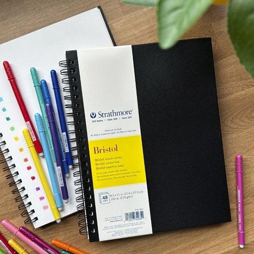 STRATHMORE 300 SERIES BRISTOL ART BOOK HARDCOVER SPIRAL-BOUND MIXED MEDIA SKETCHBOOK 270 G