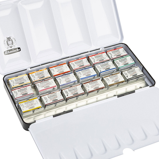 SCHMINCKE HORADAM CAJA METÁLICA ACUARELA 18 GODETS + 6 ESPACIOS VACIOS