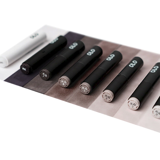 OLO RED GREY SET OF 8 CUSTOMISABLE MARKERS