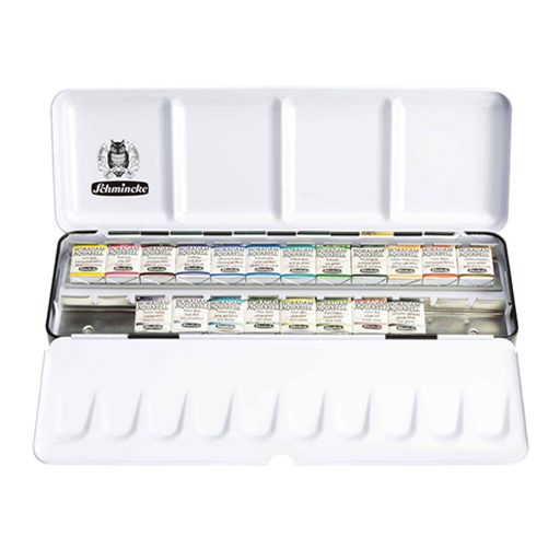 SCHMINCKE HORADAM AQUARELL-METALLKASTEN 20 HALBE NÄPFCHEN - GINKGO LIMITIERTE EDITION