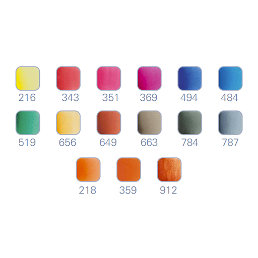 SCHMINCKE HORADAM METAL WATERCOLOUR BOX SET OF 15 HALF PANS + BRUSH - JUICY ORANGE EDITION