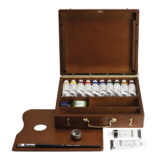 SCHMINCKE MUSSINI CAJA MADERA POCHADE SET 12 ÓLEOS SURTIDOS TUBOS 35 ML + PINCEL + MEDIUM - EDICIÓN LIMITADA