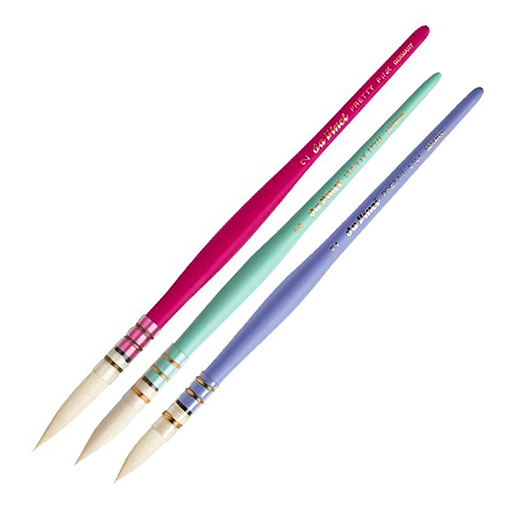 DA VINCI PRETTY ART SET 3 PINCELES SINTÉTICOS ACUARELA MANGO CORTO SERIE 4255