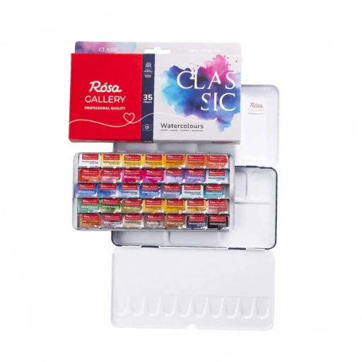 ROSA GALLERY CLASSIC CAJA ACUARELA METÁLICA 35 GODETS