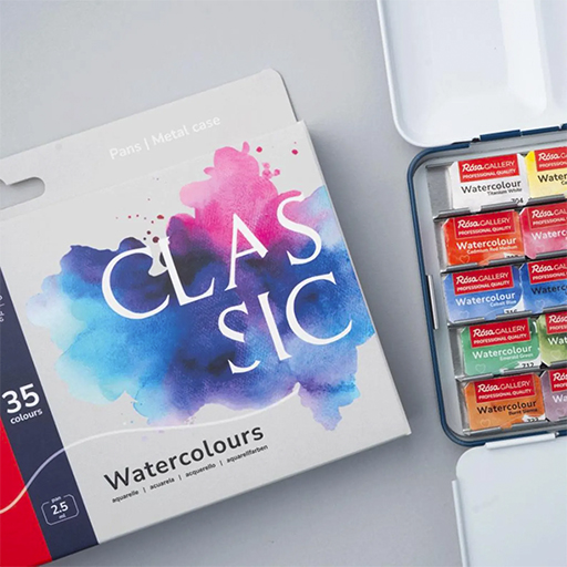 ROSA GALLERY CLASSIC CAJA ACUARELA METÁLICA 35 GODETS