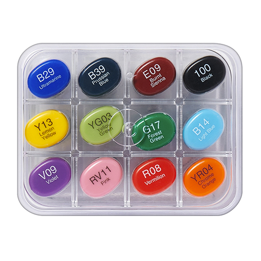 COPIC SKETCH MARKER SET MIT 12 STIFTEN IN GRUNDFARBEN